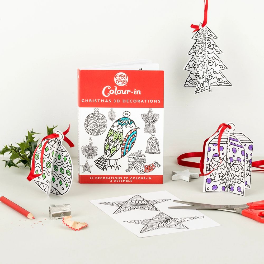 Colour-in Christmas 3D Decorations