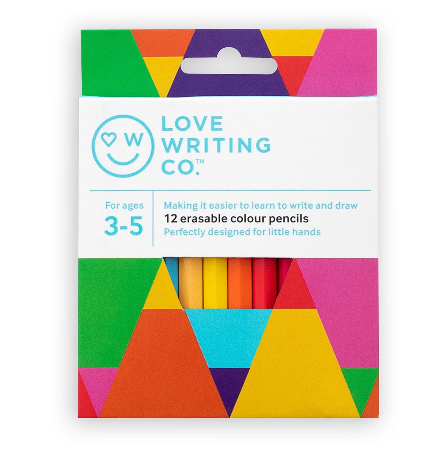 Love Writing Co. Tripod Grip erasable colouring pencils - Age 3-5 years